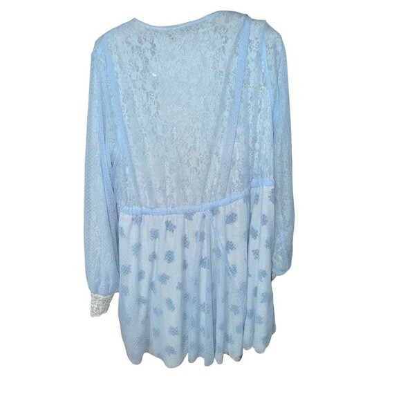 Revolve We are HAH XS Double Set Blue Lace Robe & Floral Slip Reversible NWT 428 - Picture 7 of 12